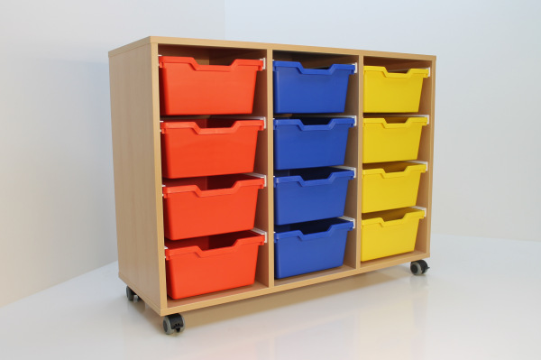 Materialkastenschrank für 12 Kunststoff-Boxen BxHxT 105,5x80,5x40cm