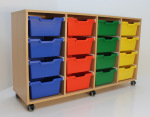 Materialkastenschrank für 16 Kunststoff-Boxen BxHxT 139,5x80,5x40cm